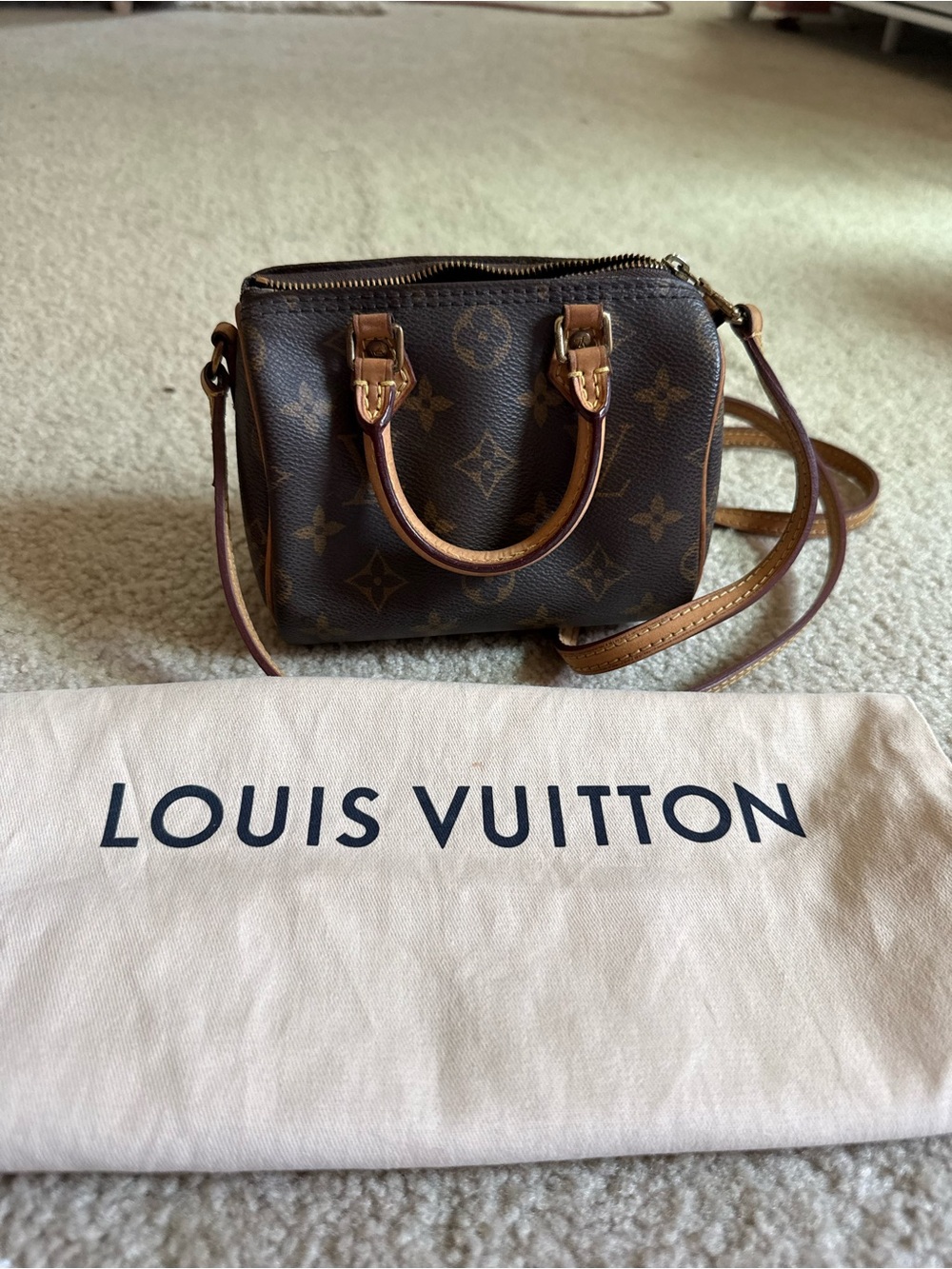 Louis Vuitton Monogram Mini Speedy Satchel in Brown and Tan
